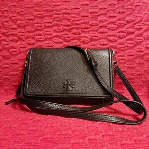 Tory Burch Black Pebbled Leather Crossbody Bag